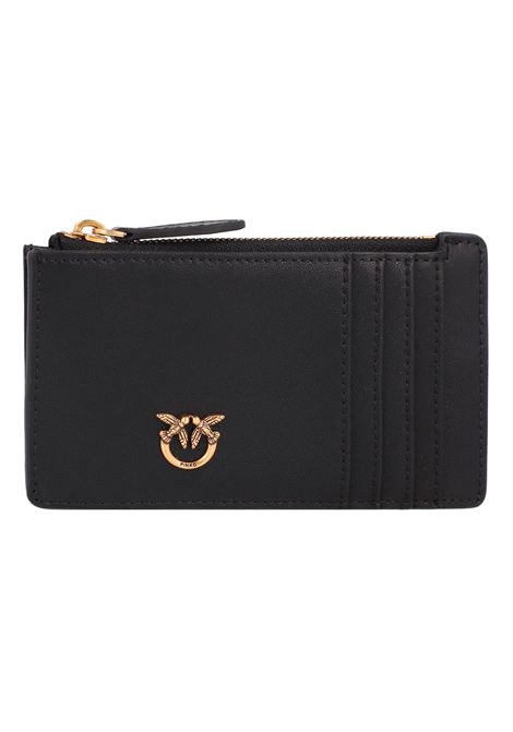 Portacarte Pinko donna Airone 100251 A1YB Nero pelle zip portamonete cotone PINKO | Portacarte | 100251 A1YBZ99Q